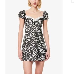 NWT HOUSE OF SUNNY Cotton And Linen-Blend Daisy Floral Print Mini Dress Size 4